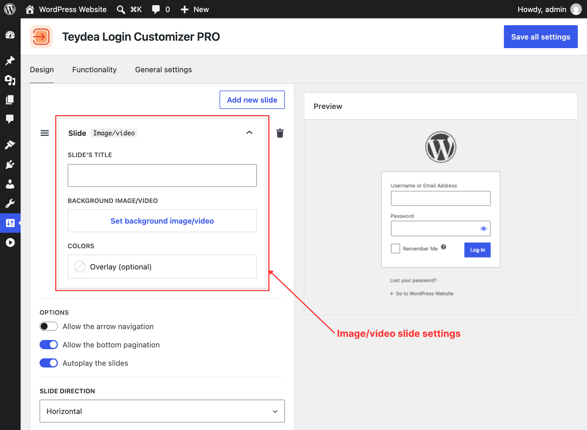 Image/video slide configuration
