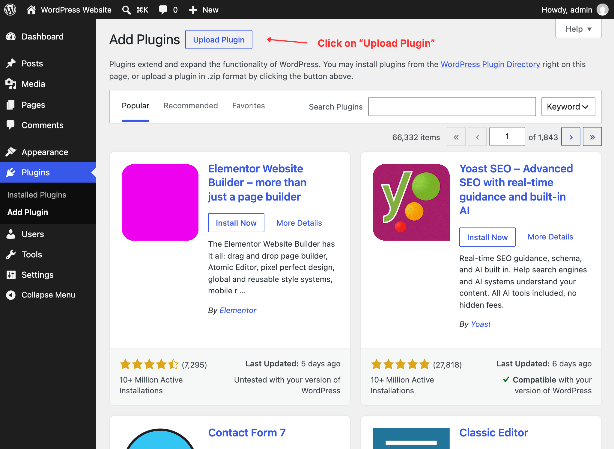 Upload and install the plugin