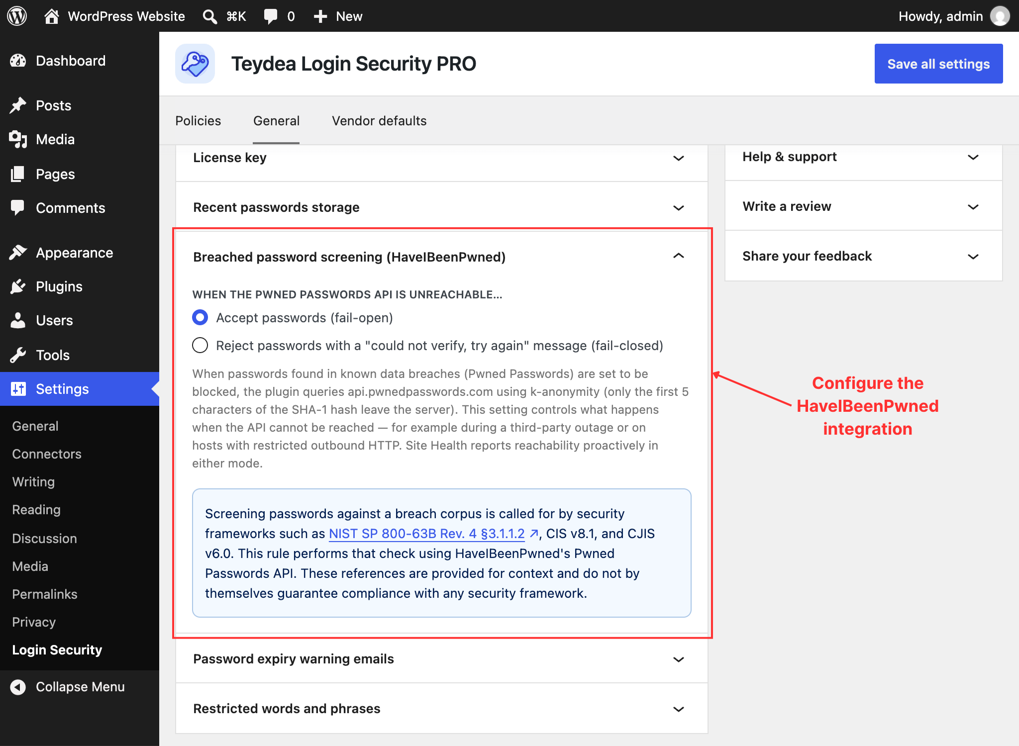 Breached password screening fail mode