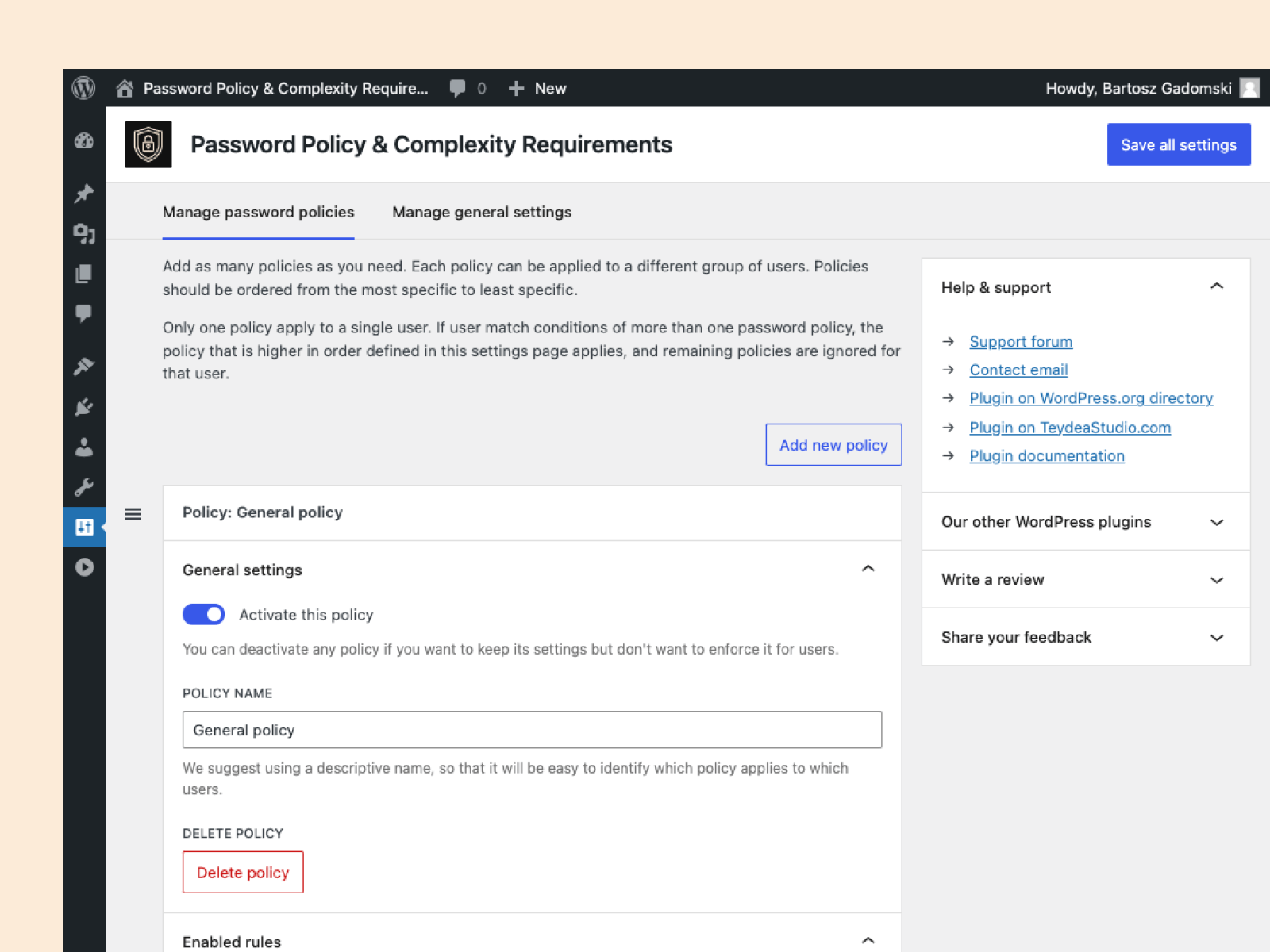 Password Policy and Complexity Requirements plugin image