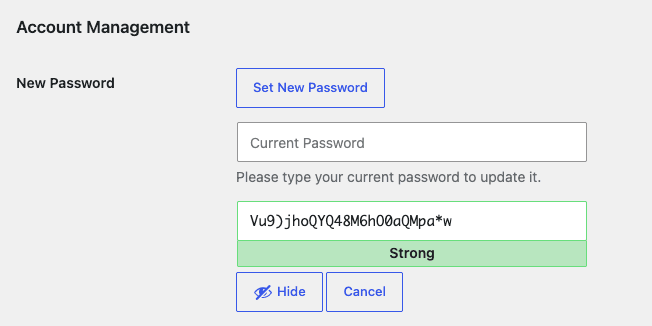 Each policy can be configured to require users to provide their current password before changing it.