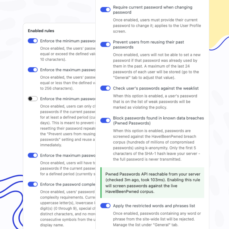 Enable as Many or as Few Password Policy Rules as Needed