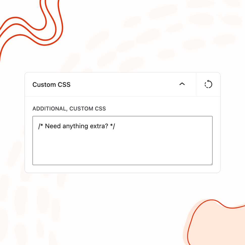 The "Custom CSS" panel with an empty code editor for adding additional styles to the login screen.